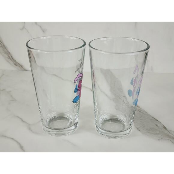 Rabbit Pink Logo Pizza Pint Beer Clear Glass 16oz Drinkware 5 3/4" Brewery x2 - Picture 4 of 11